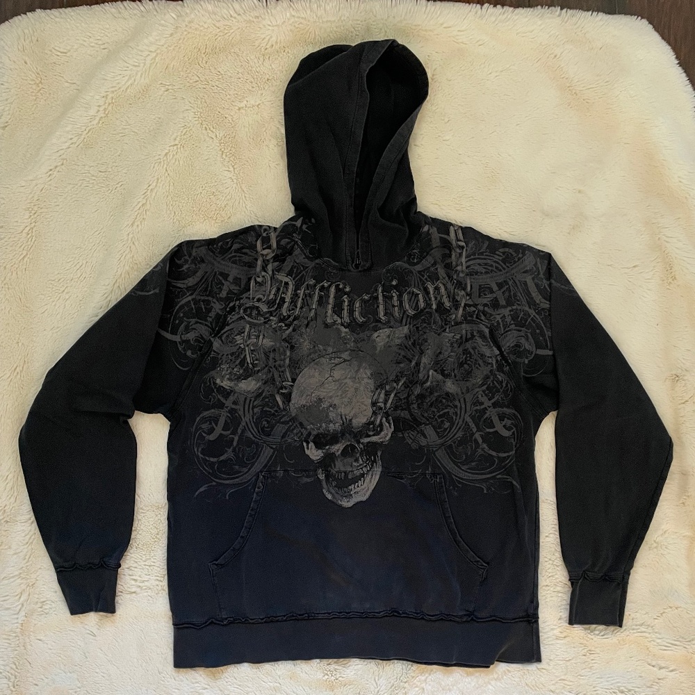 Mens Black Affliction Hoodie size XL